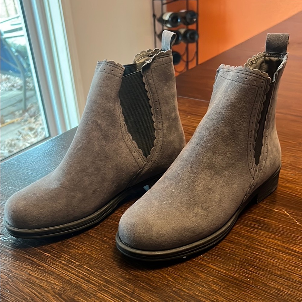Gray Suede Ankle Boots